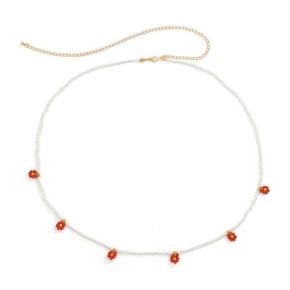 Plastic Small Daisy Flower Woven Waist Chain For Women Pastoral Style