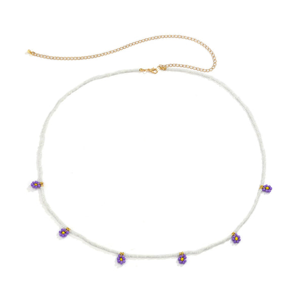 Plastic Small Daisy Flower Woven Waist Chain For Women Pastoral Style