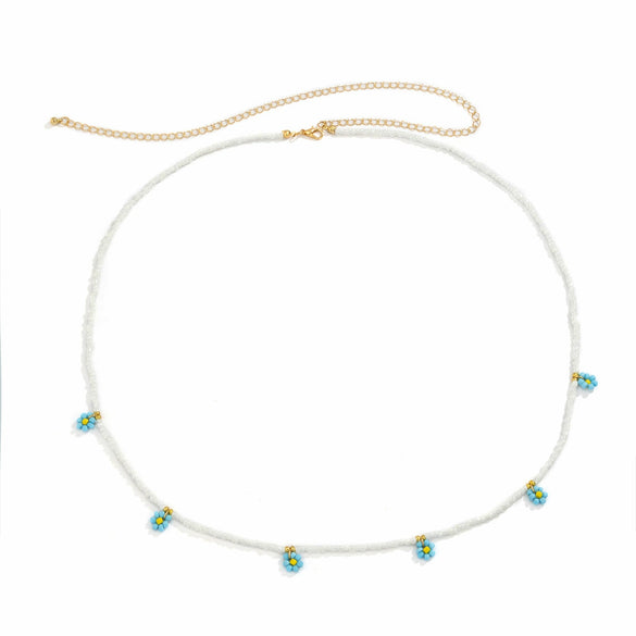 Plastic Small Daisy Flower Woven Waist Chain For Women Pastoral Style