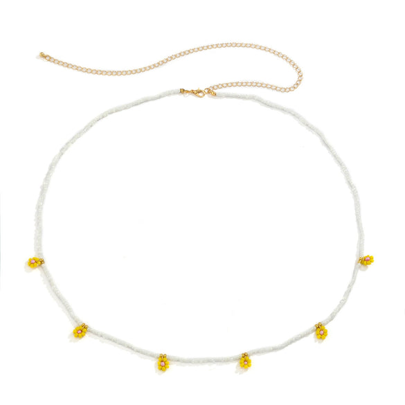 Plastic Small Daisy Flower Woven Waist Chain For Women Pastoral Style