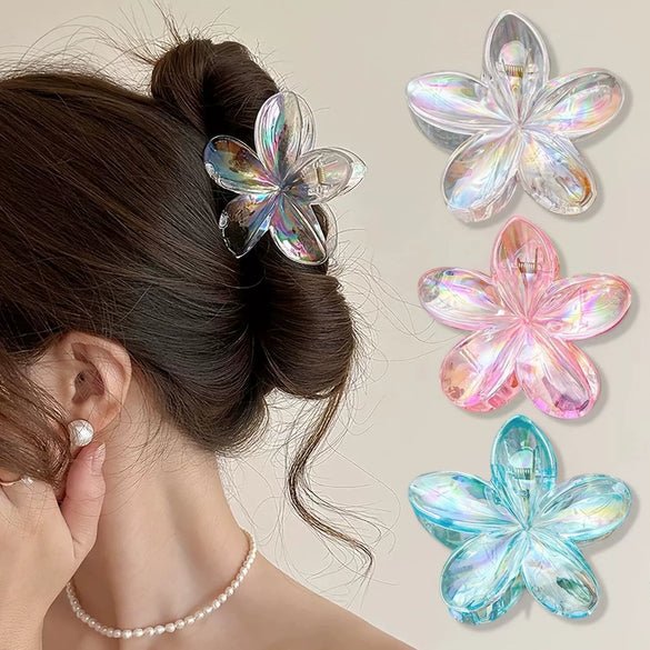 Plastic Transparent Colorful Plumeria Baking Paint Women's Hairpin Headwear Accessories