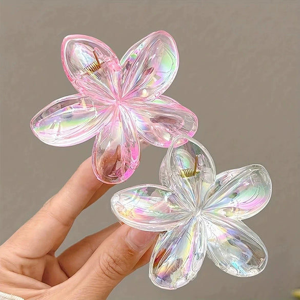 Plastic Transparent Colorful Plumeria Baking Paint Women's Hairpin Headwear Accessories