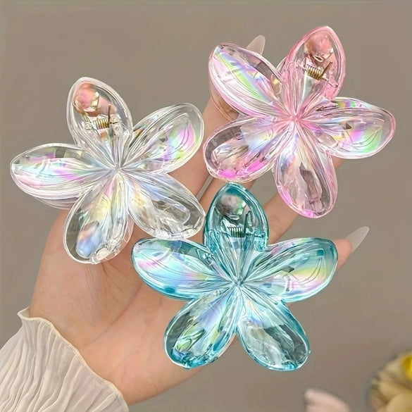 Plastic Transparent Colorful Plumeria Baking Paint Women's Hairpin Headwear Accessories