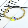 Plastic Woven Bracelet With Copper Beads Gold Plated Love Shape Geometric Pattern For Women