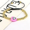 Plastic Woven Bracelet With Copper Beads Gold Plated Love Shape Geometric Pattern For Women