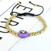 Plastic Woven Bracelet With Copper Beads Gold Plated Love Shape Geometric Pattern For Women