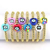 Plastic Woven Bracelet With Copper Beads Gold Plated Love Shape Geometric Pattern For Women