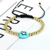 Plastic Woven Bracelet With Copper Beads Gold Plated Love Shape Geometric Pattern For Women