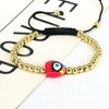 Plastic Woven Bracelet With Copper Beads Gold Plated Love Shape Geometric Pattern For Women