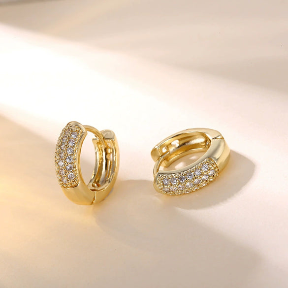 Plated 18K Gold Diamond Men's Earrings Simple Diamondstudded Elegant Earrings Ear Buckle Earrings