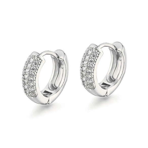 Plated 18K Gold Diamond Men's Earrings Simple Diamondstudded Elegant Earrings Ear Buckle Earrings