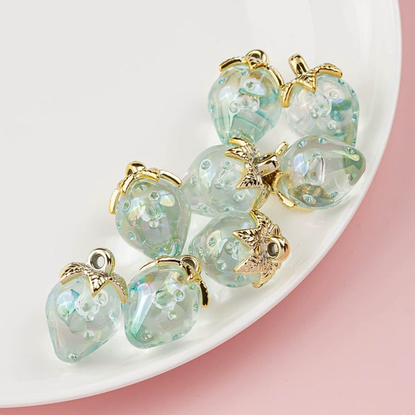 Plated Resin And Plastic Strawberry Hanging Hole Jewelry Accessories For Mobile Phone Chain And Key Chain