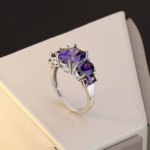 Platform   Amethyst Tourmaline Ring Ladies Hand Jewelry Wholesale