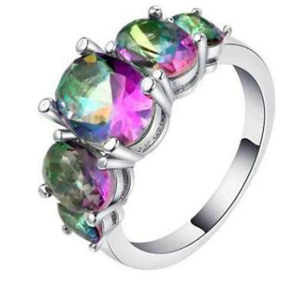 Platform   Amethyst Tourmaline Ring Ladies Hand Jewelry Wholesale