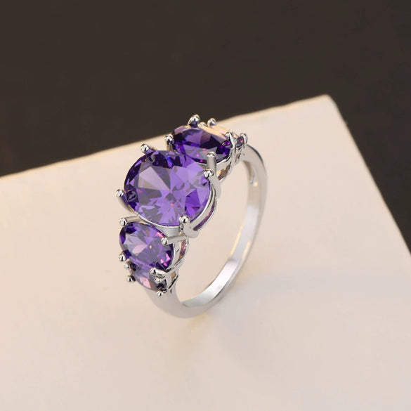 Platform   Amethyst Tourmaline Ring Ladies Hand Jewelry Wholesale