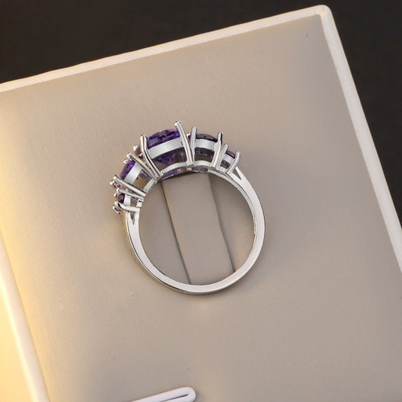 Platform   Amethyst Tourmaline Ring Ladies Hand Jewelry Wholesale
