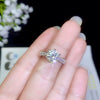 Platinum Plated Simulated Moissanite Geometric Couple Ring In Environmentally Friendly Copper With Artificial Gem Inlay Simple Fashion Jewelry Gift