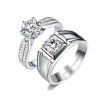 Platinum Plated Simulated Moissanite Geometric Couple Ring In Environmentally Friendly Copper With Artificial Gem Inlay Simple Fashion Jewelry Gift