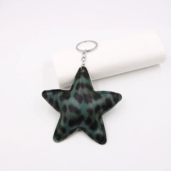 Pleated Artificial Leather Keychain Luggage Pendant Clothing Lanyard With Fivepointed Star Little Bear Pig Small Animal Pendants Electroplated