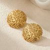 Pleated Design Metal Ball Earrings Stainless Steel 18K Electroplating Geometric Style Jewelry