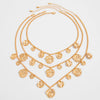 Pleated Disc Pendant Necklace Metal Alloy Geometric Electroplating Hiphop Exaggerate Style For Women