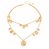 Pleated Disc Pendant Necklace Metal Alloy Geometric Electroplating Hiphop Exaggerate Style For Women