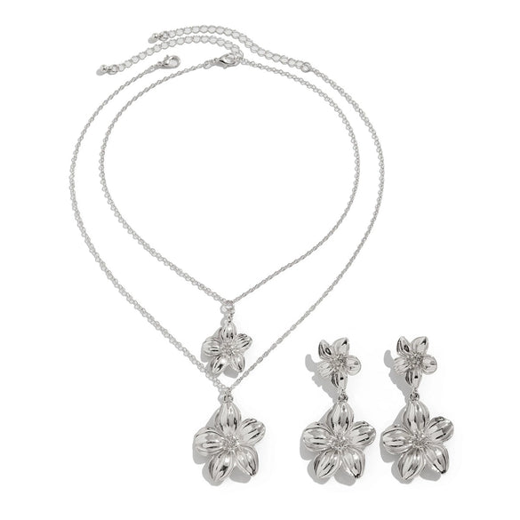Pleated Flower Pendant Necklace Metal Alloy Copperclad Iron Electroplated For Women