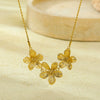 Pleated Flower Pendant Necklace Stainless Steel Electroplating For Women