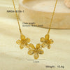 Pleated Flower Pendant Necklace Stainless Steel Electroplating For Women