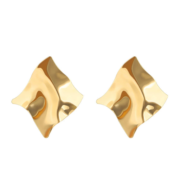 Pleated Geometric Irregular Exaggerated Mirror Alloy Electroplated Women's Earrings
