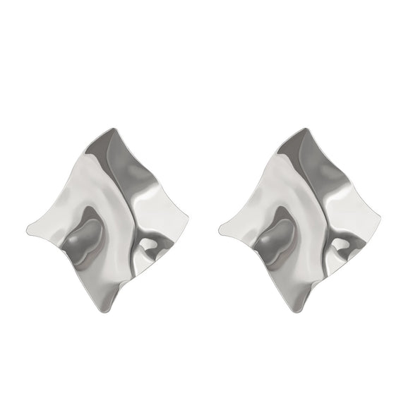Pleated Geometric Irregular Exaggerated Mirror Alloy Electroplated Women's Earrings