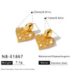 Pleated Heart Shaped Ginkgo Stainless Steel Earrings With Rhinestone And Faux Pearl Accents For Women