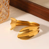 Pleated Leafshaped Open Stainless Steel Bracelet With Electroplating And Ins Style
