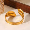 Pleated Leafshaped Open Stainless Steel Bracelet With Electroplating And Ins Style