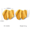 Pleated Texture Geometric Stainless Steel Earrings For Women With Electroplating Treatment And Flower Leaf Wave Drop Shapes