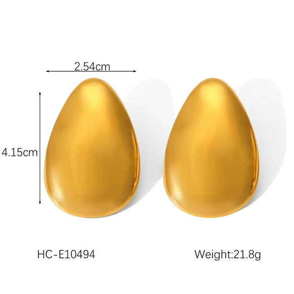 Pleated Texture Geometric Stainless Steel Earrings For Women With Electroplating Treatment And Flower Leaf Wave Drop Shapes