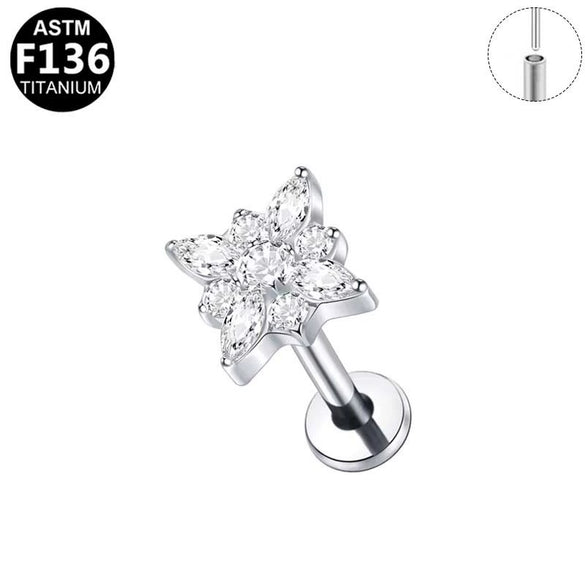 Plugin Ear Bone Nail And Lip Nail Titanium Alloy Zircon Copper Stainless Steel Geometric Electroplating