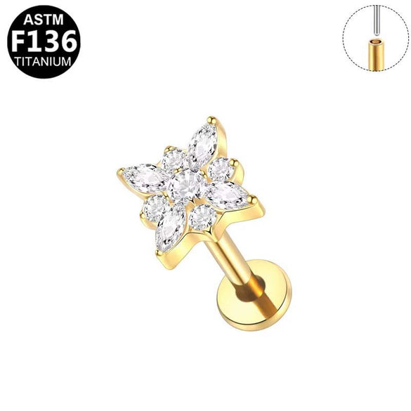 Plugin Ear Bone Nail And Lip Nail Titanium Alloy Zircon Copper Stainless Steel Geometric Electroplating