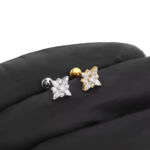Plugin Ear Bone Nail And Lip Nail Titanium Alloy Zircon Copper Stainless Steel Geometric Electroplating