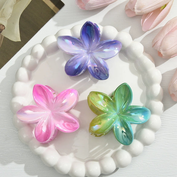 Plumeria Flower Hair Clip Set Women's Simple Style Painted Hair Accessories