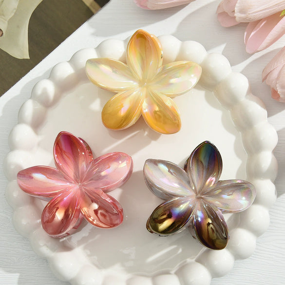 Plumeria Flower Hair Clip Set Women's Simple Style Painted Hair Accessories