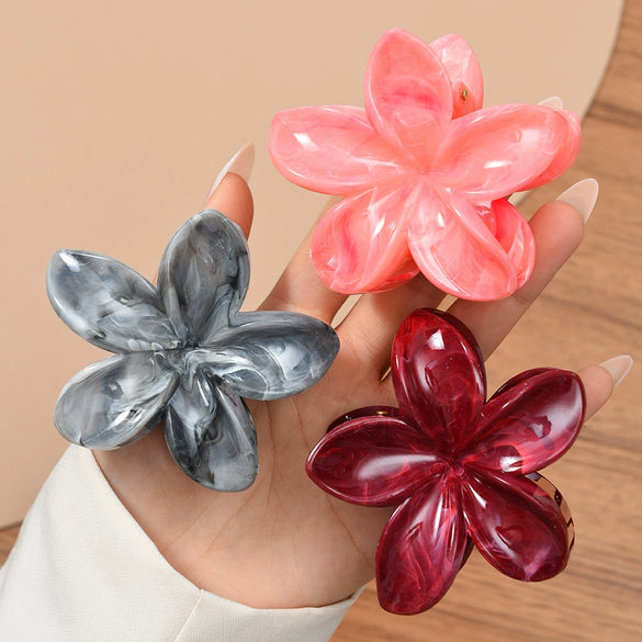 Plumeria Flower Hair Clip Set Women's Simple Style Painted Hair Accessories