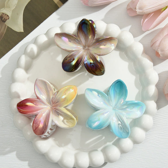 Plumeria Flower Hair Clip Set Women's Simple Style Painted Hair Accessories