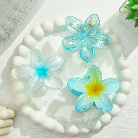 Plumeria Flower Hair Clip Set Women's Simple Style Painted Hair Accessories