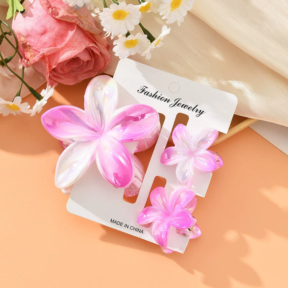 Plumeria Flower Hair Clip Set Women's Simple Style Painted Hair Accessories
