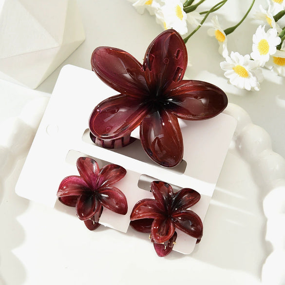 Plumeria Flower Hair Clip Set Women's Simple Style Painted Hair Accessories
