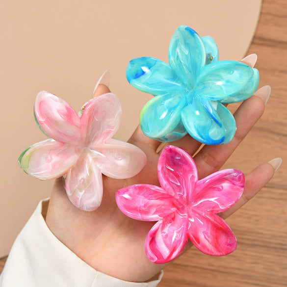 Plumeria Flower Hair Clip Set Women's Simple Style Painted Hair Accessories