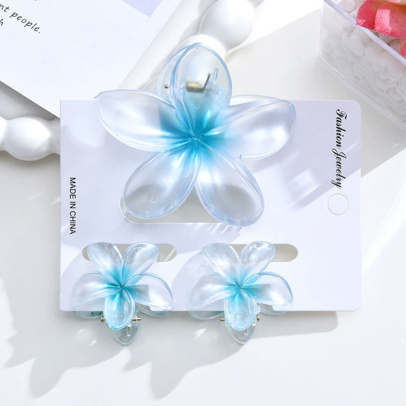 Plumeria Flower Hair Clip Set Women's Simple Style Painted Hair Accessories