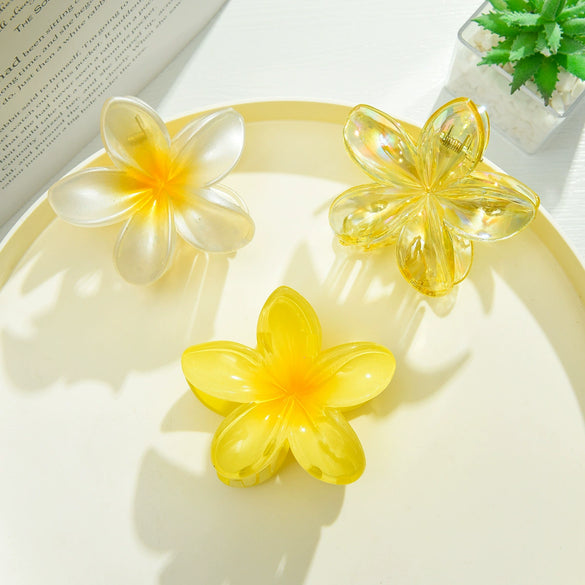 Plumeria Hair Clip Set Plastic Little Fresh Style Baking Paint Women's Hair Accessories