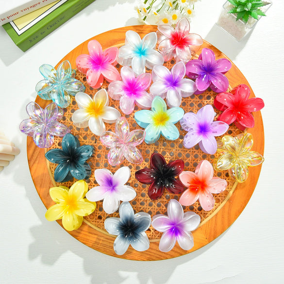 Plumeria Hair Clip Set Plastic Little Fresh Style Baking Paint Women's Hair Accessories